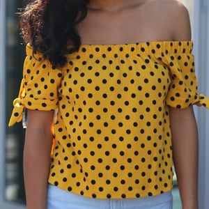 Polka dot off the shoulder blouse
